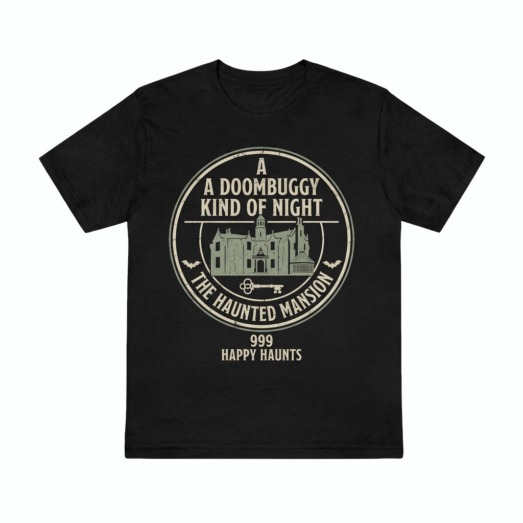 Vintage Spooky Haunted Estate Halloween Theme Park Attraction Graphic Apparel Unisex TShirt