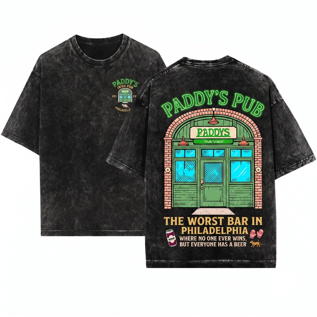 Paddys Irish Pub Philadelphia Bar Graphic Retro Unisex Wash T-Shirt