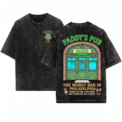 Paddys Irish Pub Philadelphia Bar Graphic Retro Unisex Wash T-Shirt