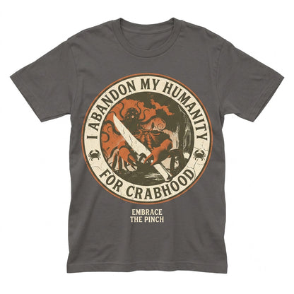 I Abandon My Humanity Funny Vintage Japanese Anime Crab Graphic Navy Blue Unisex TShirt