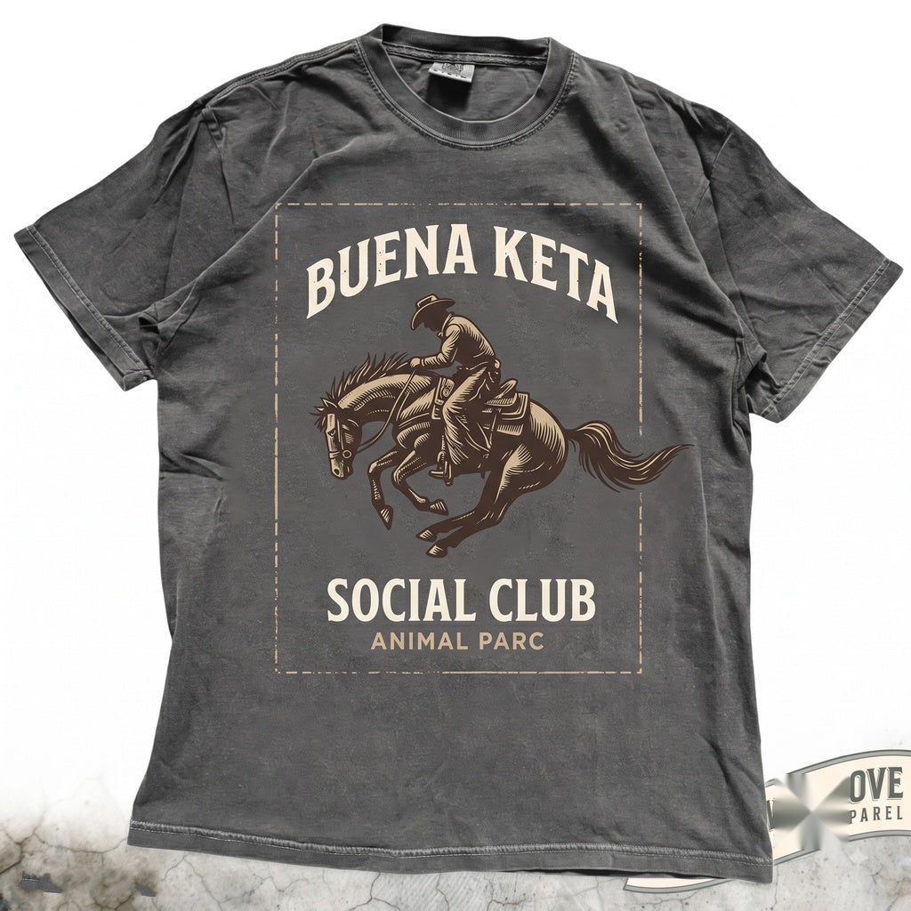 Buena Keta Social Club Retro Techno Rave Festival Electronic Dance Party Funny Graphic Novelty Gift Unisex TShirt