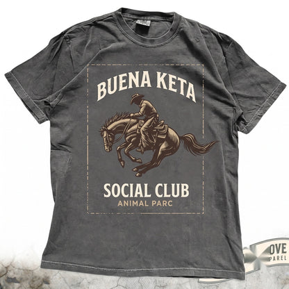 Buena Keta Social Club Retro Techno Rave Festival Electronic Dance Party Funny Graphic Novelty Gift Unisex TShirt
