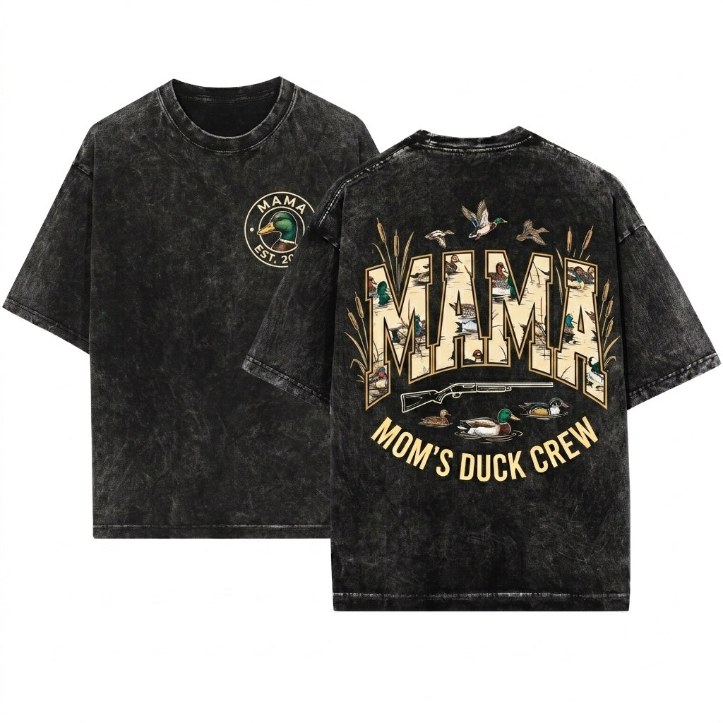 Hunting Mama Camo Duck Fall Season Mom Life Unisex Wash T-Shirt