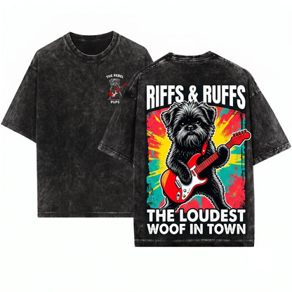 Affenpinscher Guitar Music Lover Monkey Terrier Mom Dad Gift Funny Rock Dog Unisex Wash T-Shirt
