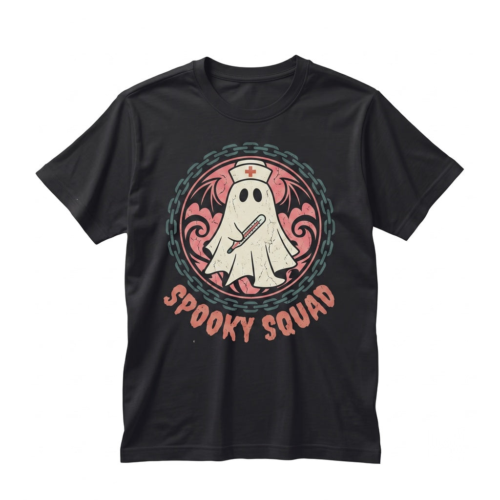 Pink Halloween Ghost Nurse Coquette Aesthetic Crew Fall Gift Graphic Apparel, Unisex TShirt