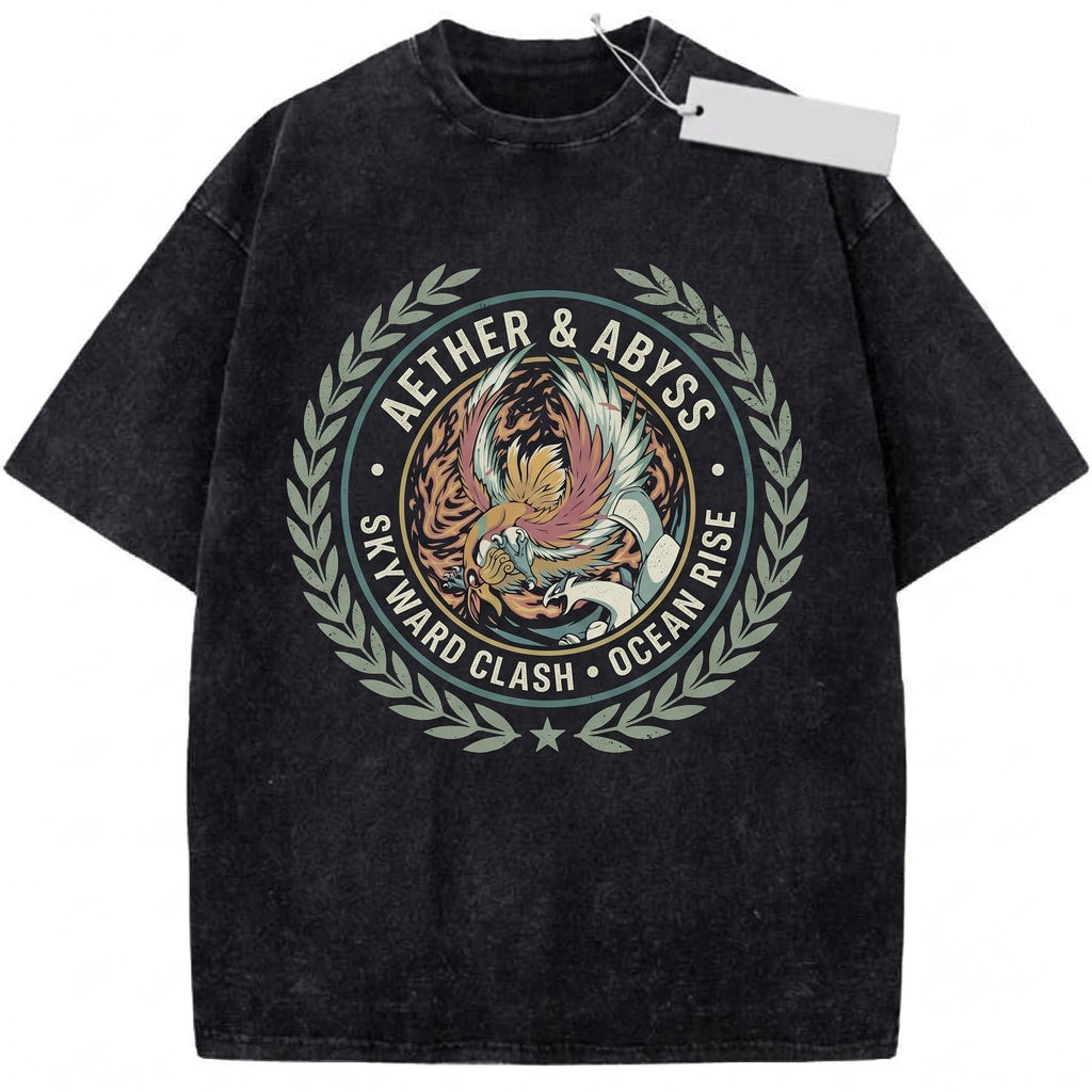 Lugia vs Ho-Oh Vintage Wash Retro Oversized Streetwear Japanese Anime Graphic Gamer Gift Unisex TShirt