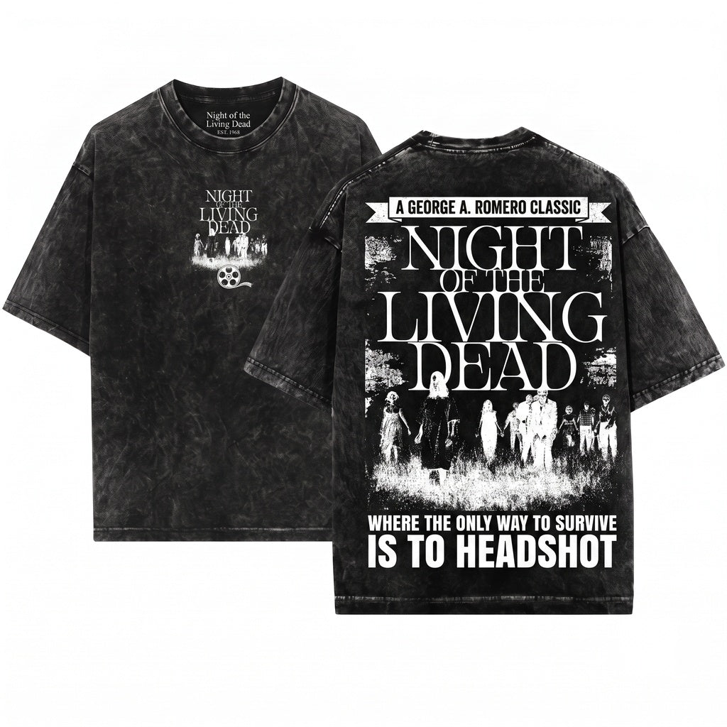 Night Of The Living Dead Zombie Horror Movie Graphic Vintage Cult Film Unisex Wash T-Shirt