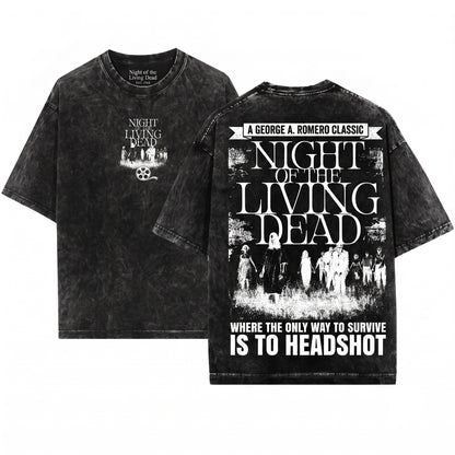 Night Of The Living Dead Zombie Horror Movie Graphic Vintage Cult Film Unisex Wash T-Shirt