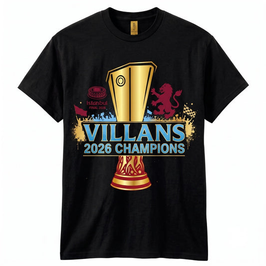 Aston Villa Europa Champions 2026 The Villans Hardcore Fan Apparel Unisex TShirt