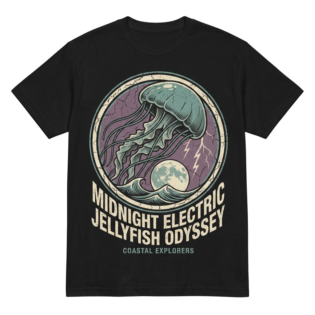 Jellyfish Moon Gothic Ocean Lightning Dark Sea Creature Halloween Marine Animal Graphic Gift Men Women Unisex TShirt