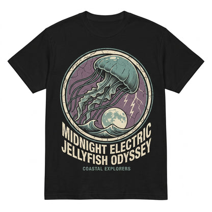 Jellyfish Moon Gothic Ocean Lightning Dark Sea Creature Halloween Marine Animal Graphic Gift Men Women Unisex TShirt