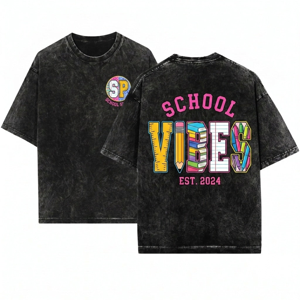 Custom Pencil Varsity School Mascot Teacher Spirit Back To Unisex Wash T-Shirt