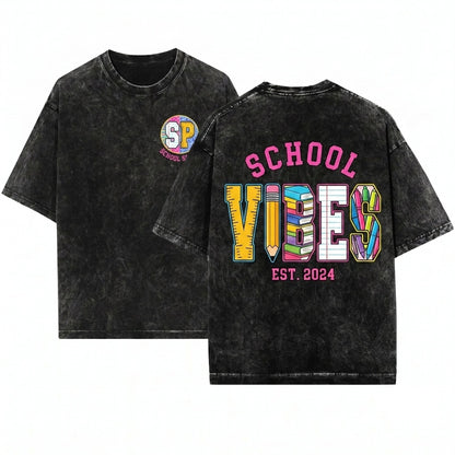 Custom Pencil Varsity School Mascot Teacher Spirit Back To Unisex Wash T-Shirt