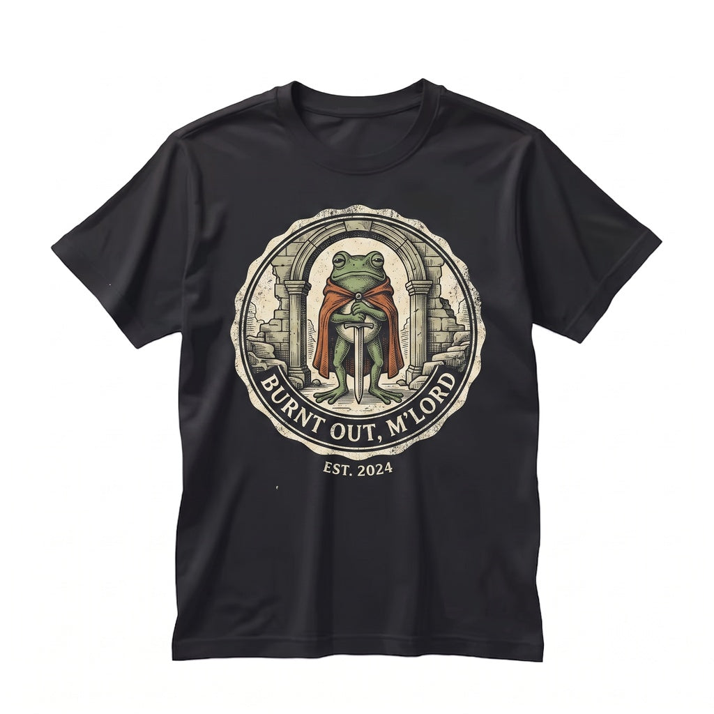 Im Burnt Out MLord Embroidered Frog Knight Heavyweight Graphic Pullover Unisex TShirt