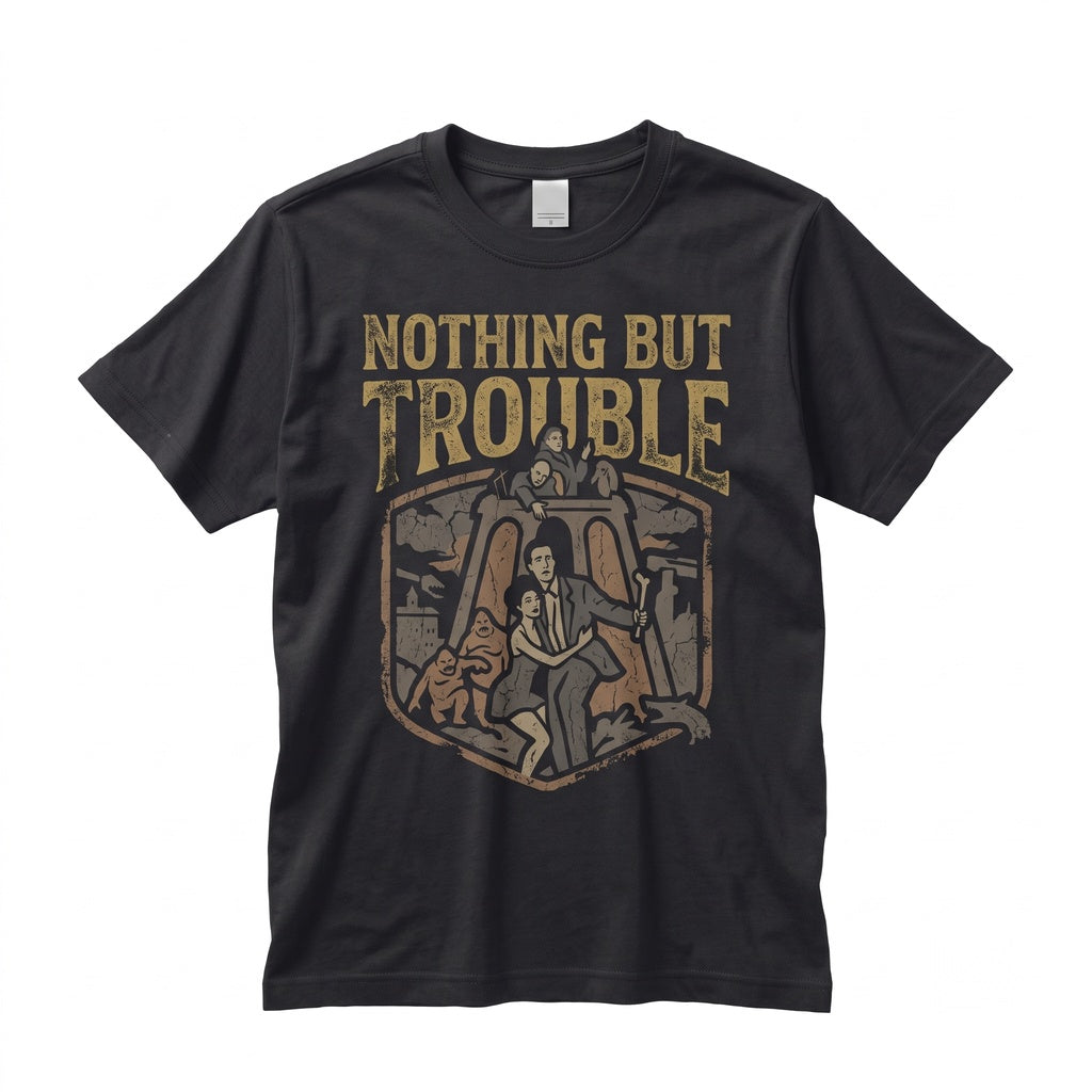 Nothing But Trouble Vintage Graphic Novelty Retro Cotton Crewneck Short Sleeve Unisex TShirt