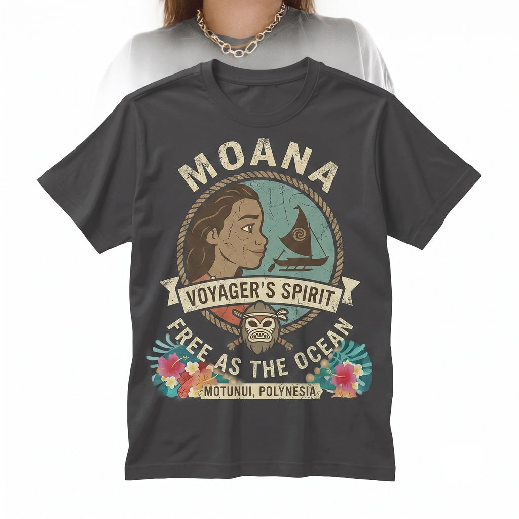 Polynesian Island Princess Ocean Wayfinder Cute Pig Rooster Tropical Vacation Graphic Unisex TShirt