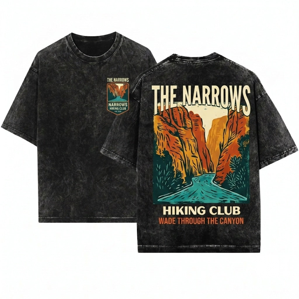 Zion National Park The Narrows Hiking Club Vintage Graphic Unisex Wash T-Shirt