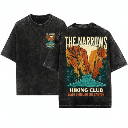 Zion National Park The Narrows Hiking Club Vintage Graphic Unisex Wash T-Shirt