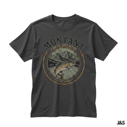 Vintage Montana Trout Country Retro 90s Wild Waters Graphic Fly Fishing Artistic Nature Fisherman Gift Unisex TShirt