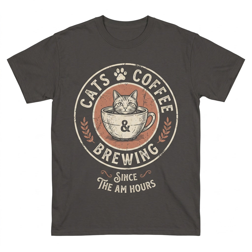 Vintage Funny Cat And Coffee Lover Mom Cute Graphic Pet Gift Unisex TShirt