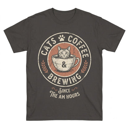 Vintage Funny Cat And Coffee Lover Mom Cute Graphic Pet Gift Unisex TShirt