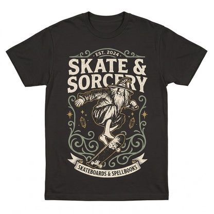 Vintage Fantasy Wizard Skateboarding Graphic Cotton Short Sleeve Apparel Unisex TShirt