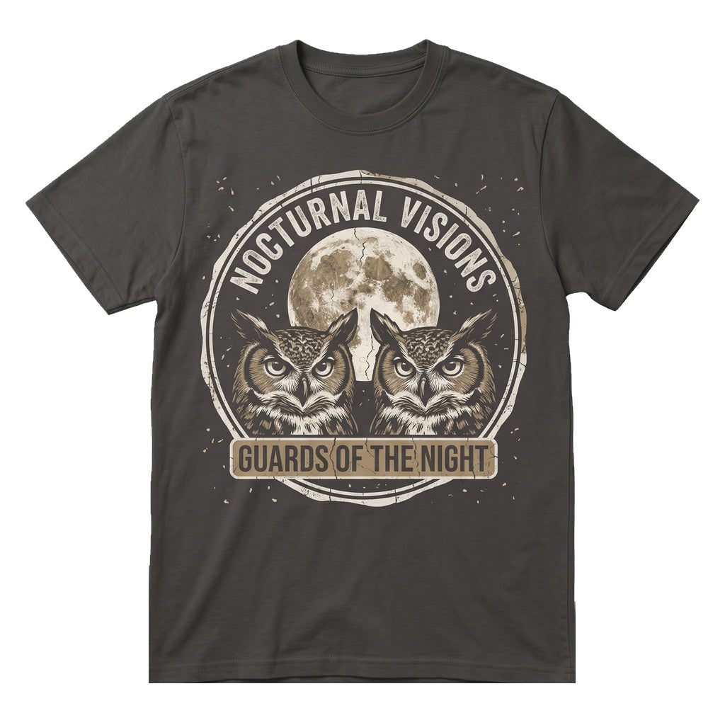 Graphic Vintage Moon Nocturnal Wildlife Great Horned Barn Owl Forest Animal Nature Art Gift Unisex TShirt