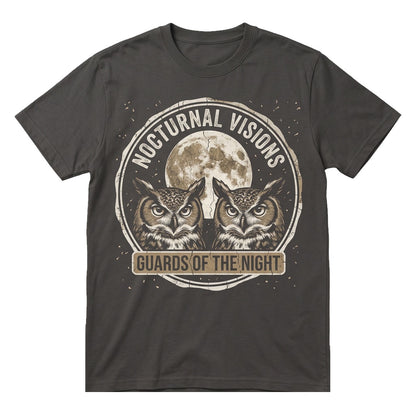 Graphic Vintage Moon Nocturnal Wildlife Great Horned Barn Owl Forest Animal Nature Art Gift Unisex TShirt