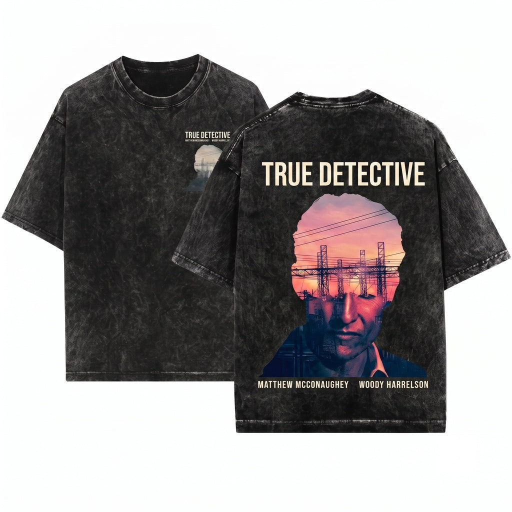 Minimal Retro Detective Season One Crime Drama Mystery Graphic Vintage Apparel Unisex Wash T-Shirt