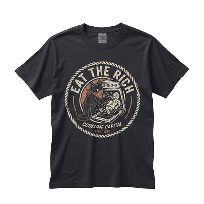 Eat The Rich Cat Duck Goose Anti-Capitalist Socialist Political Graphic Unisex TShirt