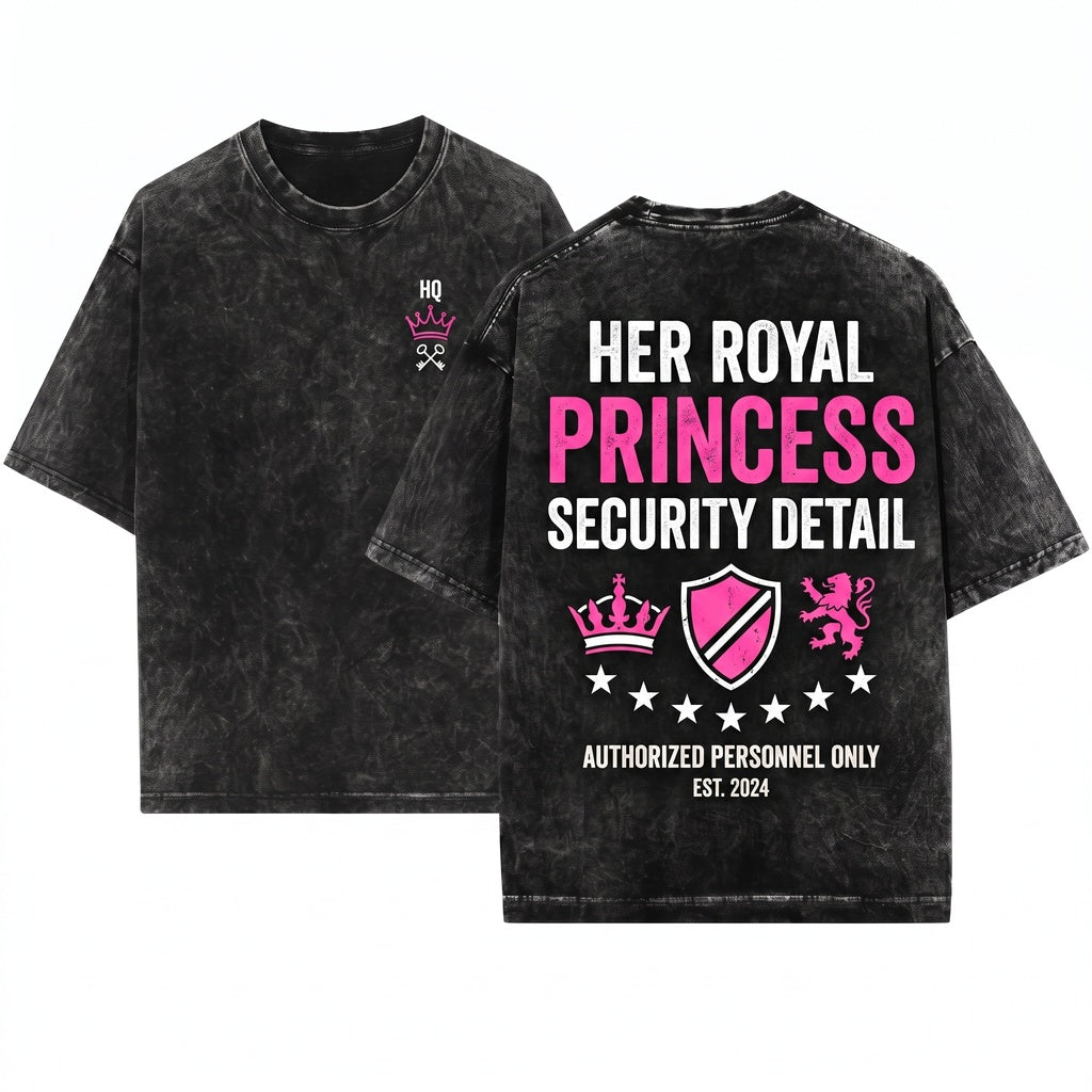 Funny Princess Security Dad Birthday Party Gift Unisex Wash T-Shirt