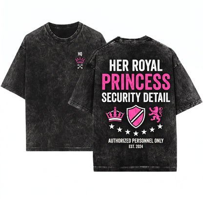 Funny Princess Security Dad Birthday Party Gift Unisex Wash T-Shirt