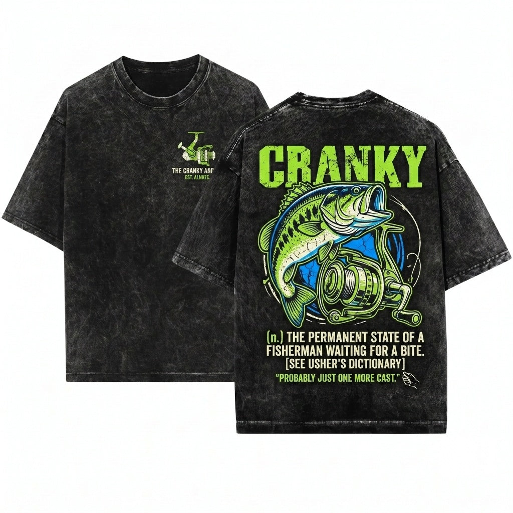 Cranky Funny Fishing Reel Fisherman Gift Ideas For Dad Husband Unisex Wash T-Shirt