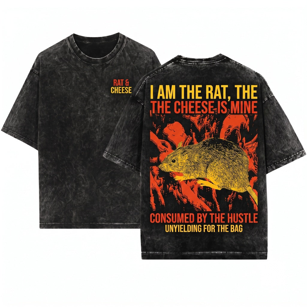 Rat to the Cheese Retro Nipponese Graphic Clothing Unisex Wash T-Shirt