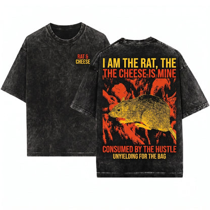 Rat to the Cheese Retro Nipponese Graphic Clothing Unisex Wash T-Shirt