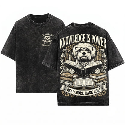 Havanese Dog Reading Small Bookworm Librarian Mom Dad Gift Unisex Wash T-Shirt