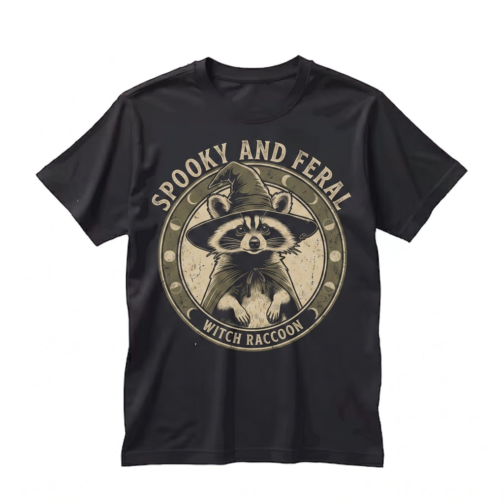 Spooky Raccoon Witch Gothic Forest Animal Halloween Apparel Unisex TShirt