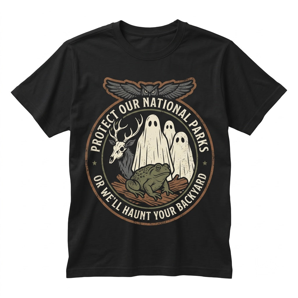 Protect Our National Parks Haunted Wildlife Forest Graphic Nature Outdoors Vintage Unisex TShirt