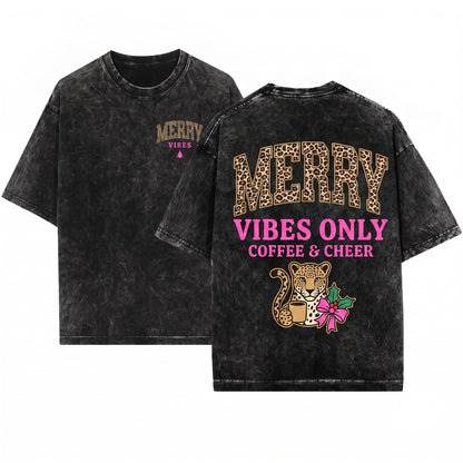 Merry Christmas Tree Leopard Print Holiday Winter Sweater Women Vibes Unisex Wash T-Shirt