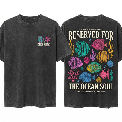 Y2K Tropical Fish Graphic Reef Aquarium Wildlife Retro Coastal Aesthetic Ocean Gift Unisex Wash T-Shirt