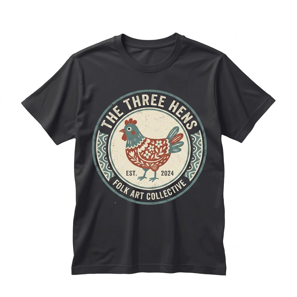 Colorful Floral Folk Art Hen Cute Farm Animal Graphic Whimsical Lover Gift Unisex TShirt