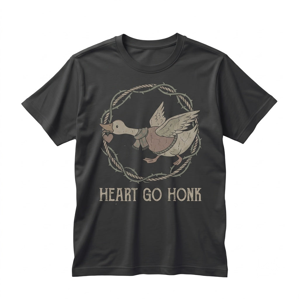 Funny Valentine Goose You Make My Heart Go Honk Cute Animal Pun Romantic Couples Lover Gift Unisex TShirt