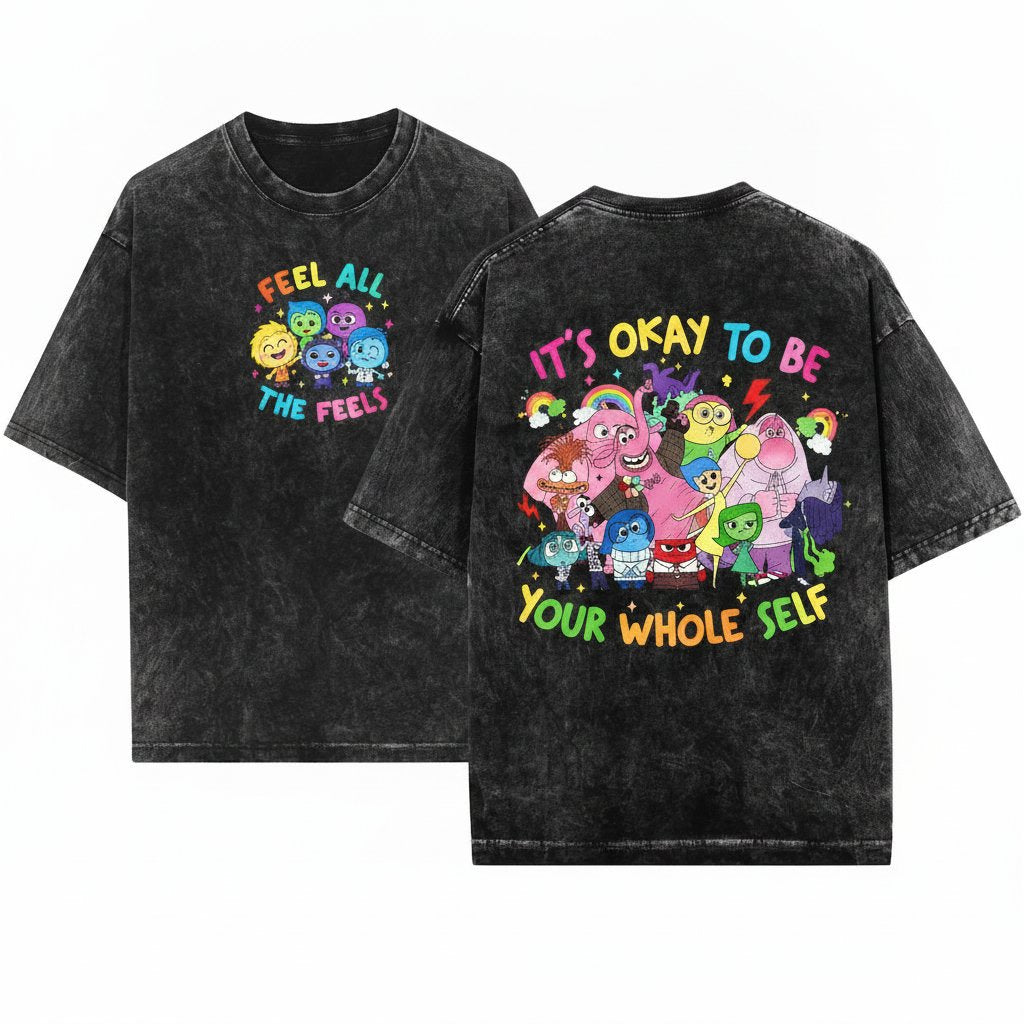 Comfort Colors It's Okay To Feel All The Feels Therapy Teacher Gift Unisex Wash T-Shirt