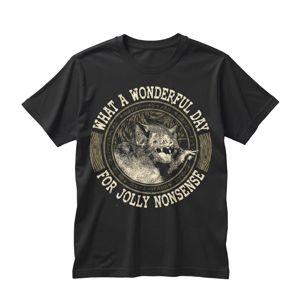 What A Wonderful Day Bat Vintage Japanese Graphic Retro Cotton Short Sleeve Unisex TShirt