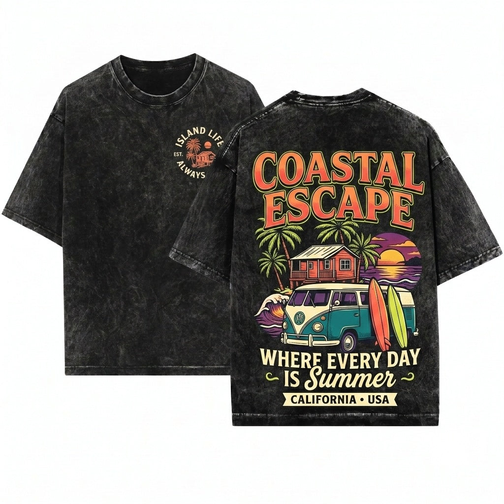 Retro Summer Beach Vacation Vacay Mode Travel Vibes Gift Unisex Wash T-Shirt