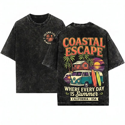 Retro Summer Beach Vacation Vacay Mode Travel Vibes Gift Unisex Wash T-Shirt