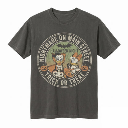 Retro Duck Couple Skeleton Halloween 2026 Spooky Theme Park Fall Trick Or Treat Matching Gift Unisex TShirt