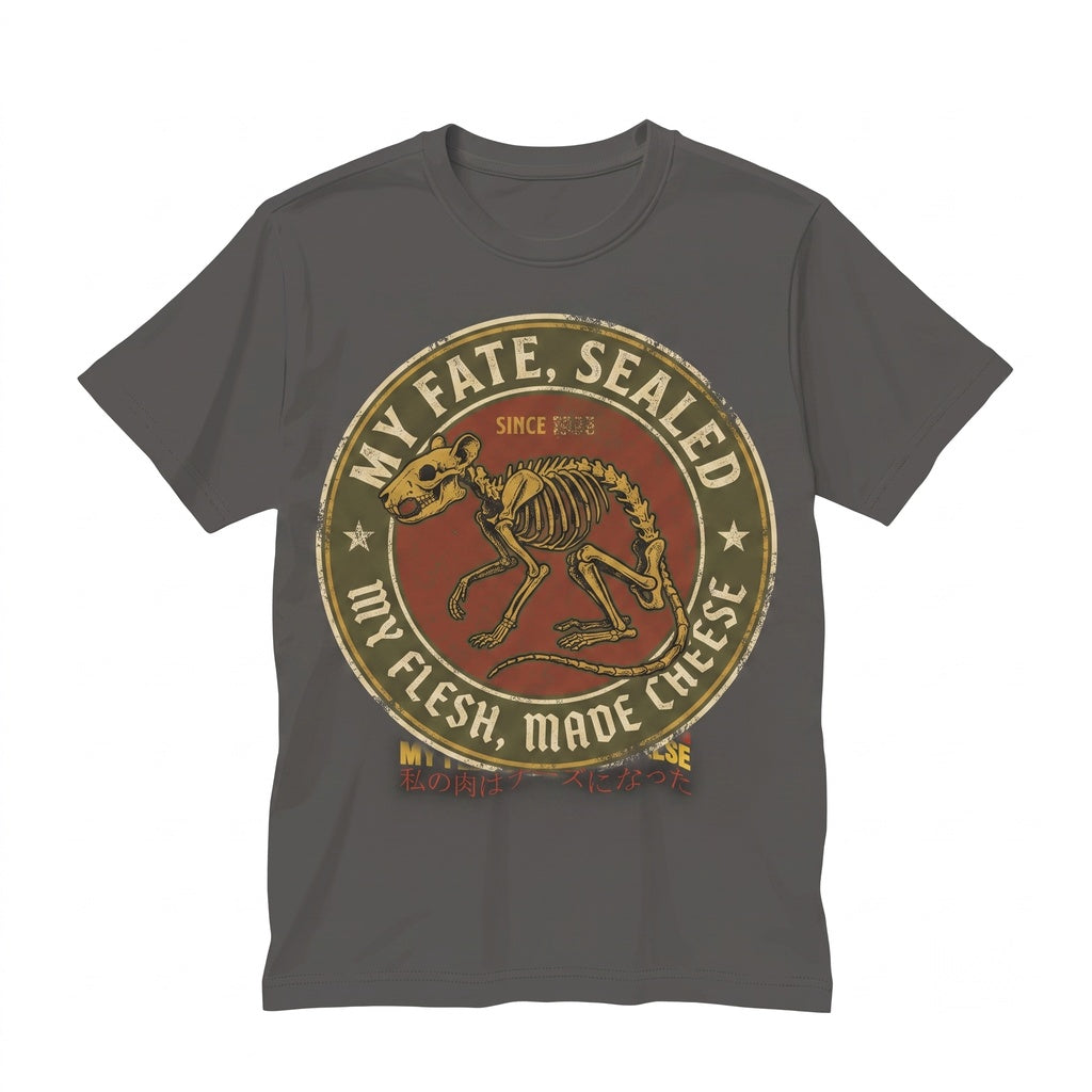 Funny Vintage Japanese Mouse Graphic Humor Graphic Novelty My Flesh Made Cheese Unisex TShirt