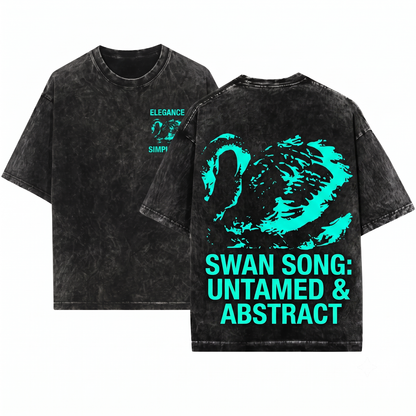 Minimalist Ink Splatter Swan Graphic Tee Elegant Black Swan Silhouette Apparel Graceful Bird Art Nature Lover Gift Unisex Heavyweight Garment-Dyed T-Shirt