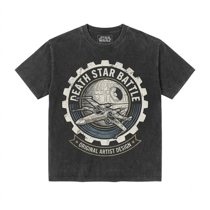 Vintage 1977 Sci-Fi Death Star Graphic Top, Retro Space Battle Theme Park Apparel, Unisex TShirt